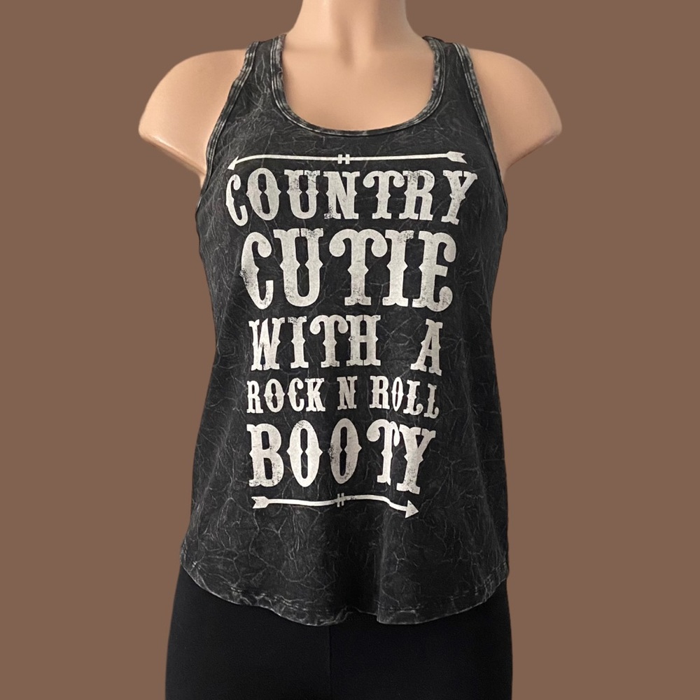 Country Cutie Razorback Crumpled Mineral Wash Tank Top by Popular Basics
